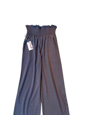 Jessica Simpson Wide Leg Pants XL Gray Smocked High Rise Pull On NWT